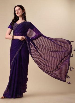 Silk Designer Saree In Purple
