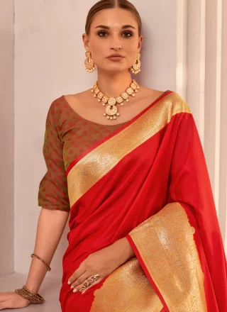 Silk Designer Saree In Red