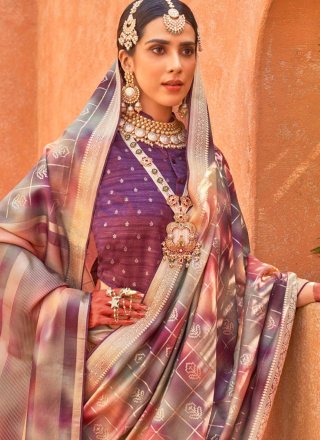 Silk Designer Saree with Foil Print Work