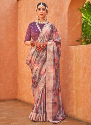 Silk Designer Saree with Foil Print Work