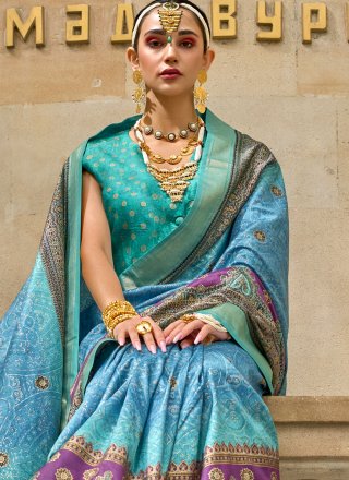 Silk Designer Saree with Foil Print Work