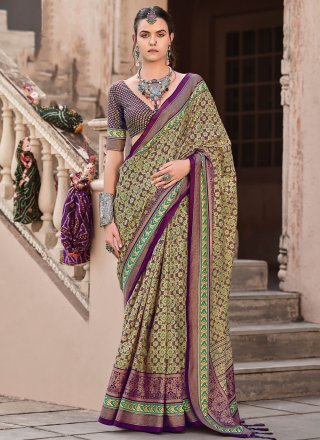 Silk Designer Sari In Green