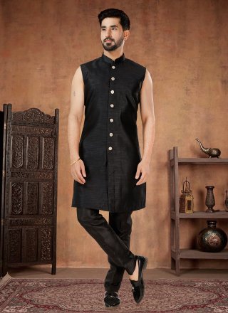 Silk Indo Western In Black