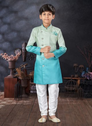 Silk Indo Western with Buttons, Fancy and Print Work