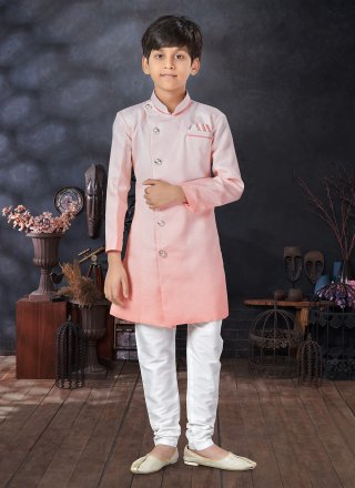Silk Indo Western with Buttons, Fancy and Print Work