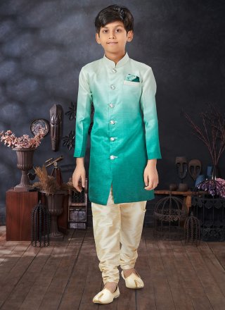 Silk Indo Western with Buttons, Fancy and Print Work