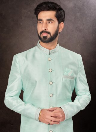 Silk Indo Western with Buttons Work