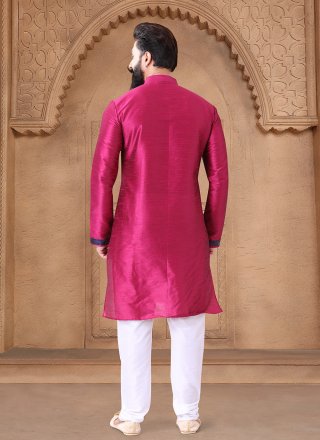 Silk Kurta Mens Wear In Hot Pink