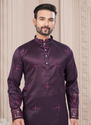 Silk Kurta Mens Wear In Purple