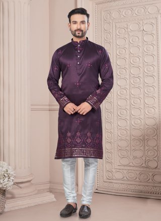 Silk Kurta Mens Wear In Purple