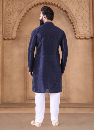 Silk Kurta Pyjama In Blue
