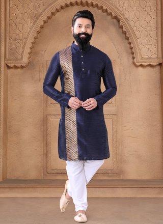 Silk Kurta Pyjama In Blue