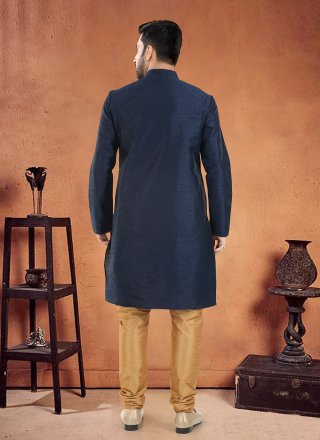 Silk Kurta Pyjama In Blue