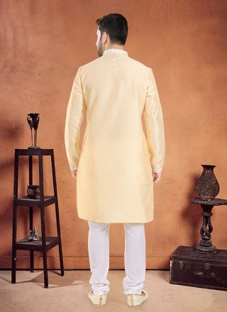 Silk Kurta Pyjama In Cream