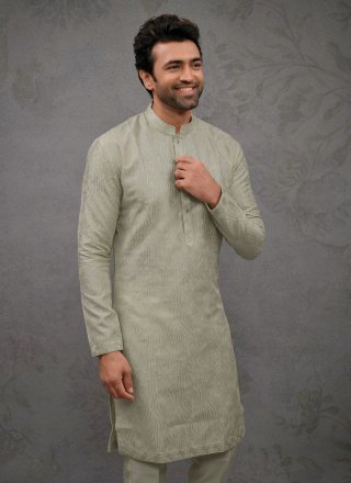 Silk Kurta Pyjama In Green