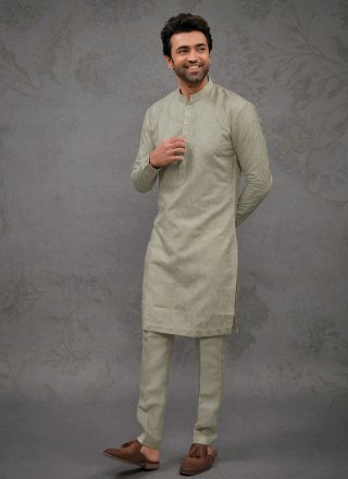 Silk Kurta Pyjama In Green