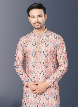 Silk Kurta Pyjama In Pink