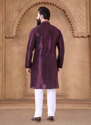 Silk Kurta Pyjama In Wine