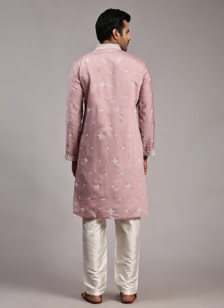 Silk Kurta Pyjama with Embroidered Work