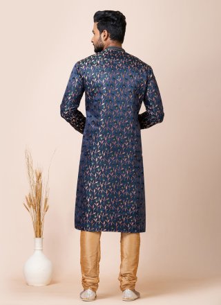 Silk Kurta Pyjama with Jacquard Work