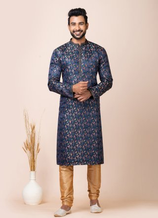 Silk Kurta Pyjama with Jacquard Work