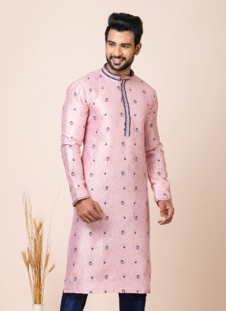Silk Kurta Pyjama with Jacquard Work