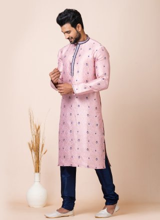 Silk Kurta Pyjama with Jacquard Work