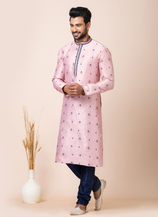 Silk Kurta Pyjama with Jacquard Work