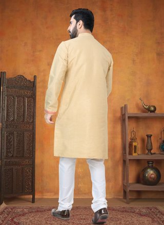 Silk Kurta Pyjama with Print Work