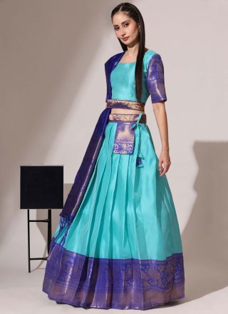 Silk Lehenga Choli In Aqua Blue