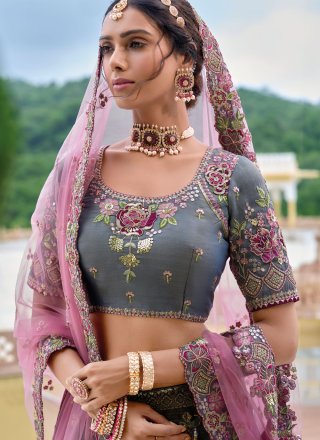 Silk Lehenga Choli In Blue and Grey