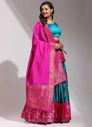 Silk Lehenga Choli In Blue and Turquoise