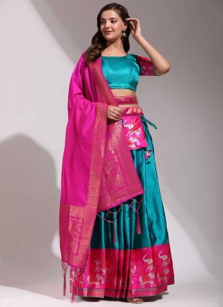 Silk Lehenga Choli In Blue and Turquoise