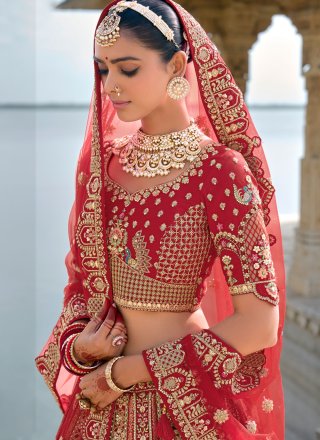 Silk Lehenga Choli In Red