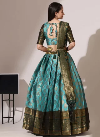 Silk Lehenga Choli In Turquoise