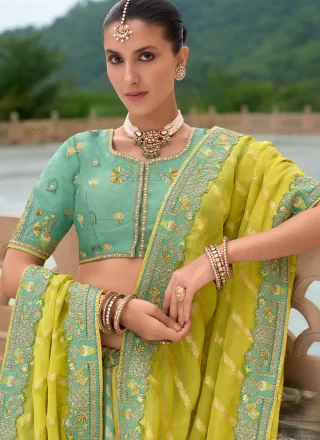 Silk Lehenga Choli with Embroidered, Jacquard, Khatli and Stone Work