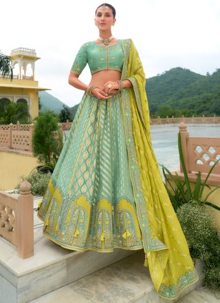 Silk Lehenga Choli with Embroidered, Jacquard, Khatli and Stone Work