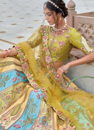 Silk Lehenga Choli with Embroidered, Sequins, Stone and Thread Work
