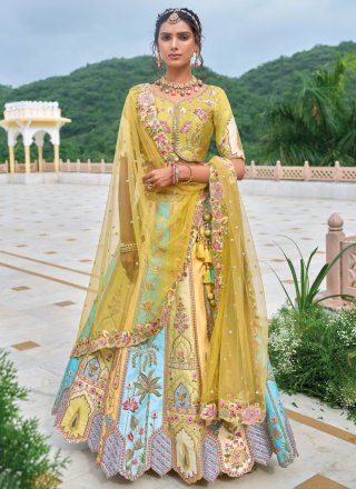 Silk Lehenga Choli with Embroidered, Sequins, Stone and Thread Work