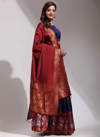 Silk Lehenga Choli with Weaving Work