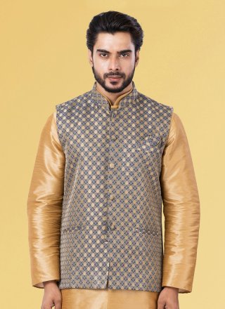 Silk Nehru Jackets In Grey
