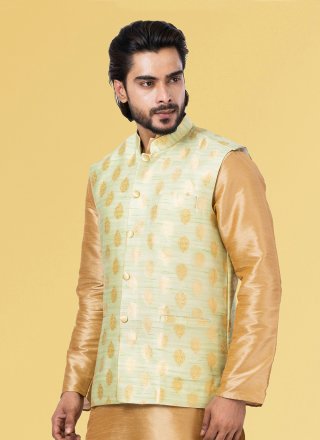 Silk Nehru Jackets with Jacquard Work