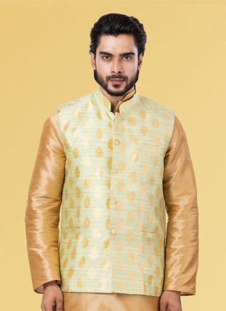 Silk Nehru Jackets with Jacquard Work