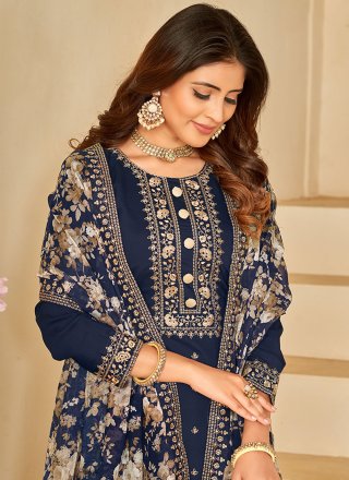 Silk Pant Style Suit with Embroidered and Sequins Work