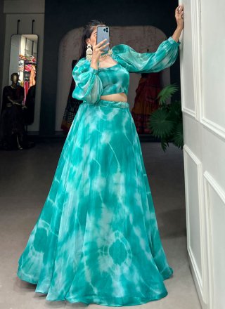 Silk Readymade Lehenga Choli with Print Work