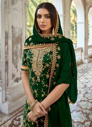 Silk Salwar Suit In Green