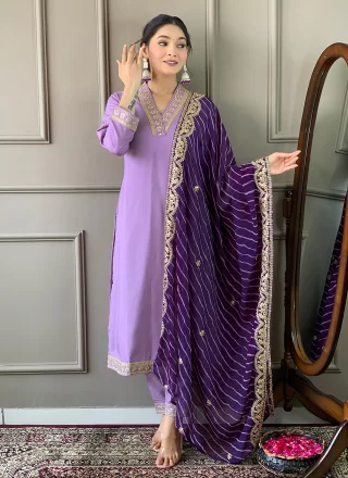 Silk Salwar Suit In Purple