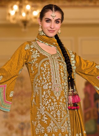 Silk Salwar Suit with Embroidered and Sequins Work