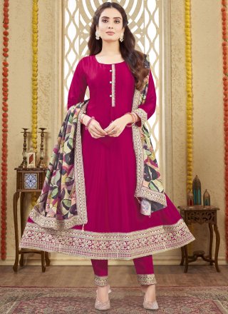 Silk Salwar Suit with Embroidered Work