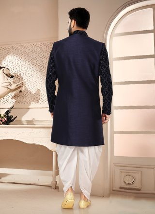 Silk Sherwani Mens Wear In Blue